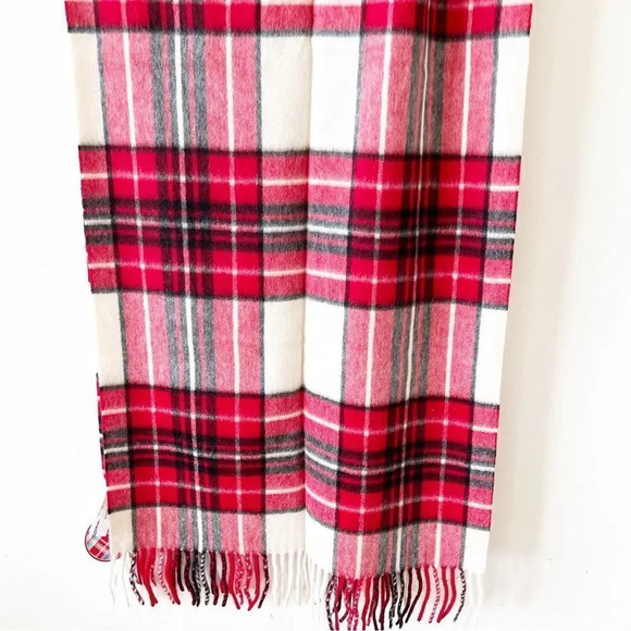 Talbots Pure Cashmere Red Plaid Rectangle Scarf Oversized Warmth Gift Giving New - Picture 6 of 8